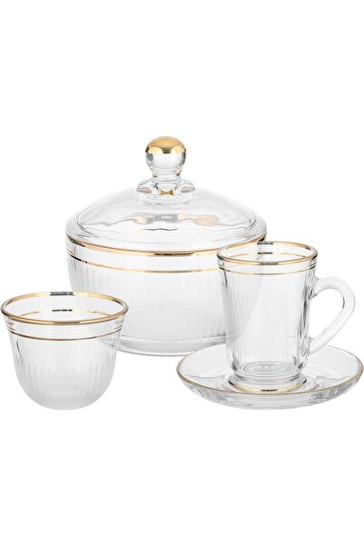 Alsaif Gallery Al Saif Gallery Glass Tea Serving Set, 26 Pieces - Clear White