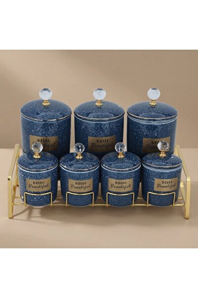 Alsaif Gallery Al Saif Gallery porcelain spice boxes set, with golden stand, ...