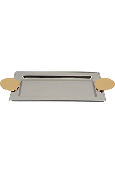 Alsaif Gallery Al Saif Gallery stainless steel serving tray, 30x18.5x2 cm, re...