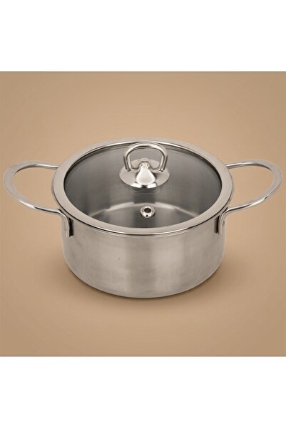 Alsaif Gallery Al Saif Gallery steel pot, 12 cm, with glass lid - silver