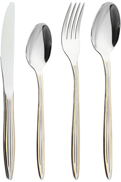 Alsaif Gallery Al Saif Gallery Stainless Steel Cutlery Set, 24 Pieces - Silve...