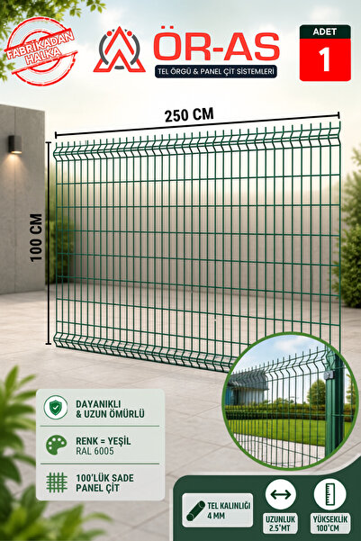 ÖR-AS TEL ÖRGÜ & PANEL ÇİT SİSTEMLERİ Bahçe Teli Panel Çit 100cmx250cm ( Sade...