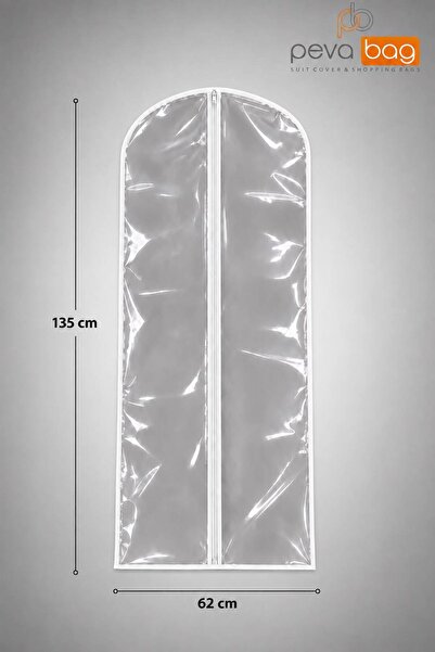 Pevabag Şeffaf Abiye Elbise Kılıfı (Gamboç) 5 Adet / 62x135 CM Beyaz Biyeli