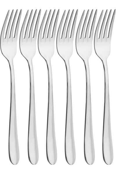 Alsaif Gallery Al Saif Gallery Sola Steel Sweet Fork Set, 6 Pieces - Silver