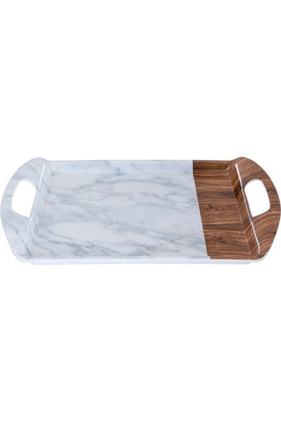 Alsaif Gallery Al Saif Gallery Melamine Serving Tray, 14 cm, Marble Wooden Pa...