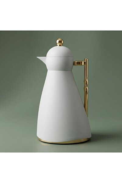 Glory Noor Plastic Thermos, 1 Liter, Glass Inner Container, Push Button, Gold...