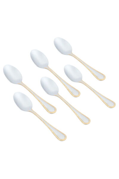Alsaif Gallery Al Saif Gallery steel tea spoons, engraved with gold rim, 6 pi...