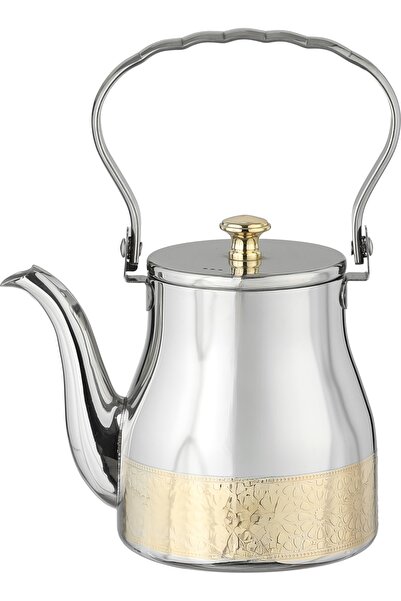 Alsaif Gallery Al Saif Gallery Stainless Steel Teapot, 0.9 Liters - Silver Gold
