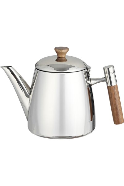 Alsaif Gallery Al Saif Gallery Stainless Steel Teapot, 1.36 Liters - Wood Silver