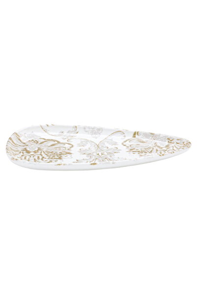 Alsaif Gallery Al Saif Gallery Porcelain Serving Plate, 26X12X2 Cm - White Go...