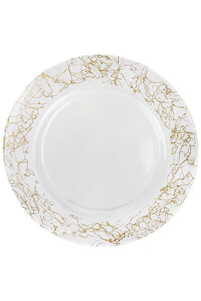 Alsaif Gallery Al Saif Gallery glass dessert dish, 33x33x2 cm, circular, gild...
