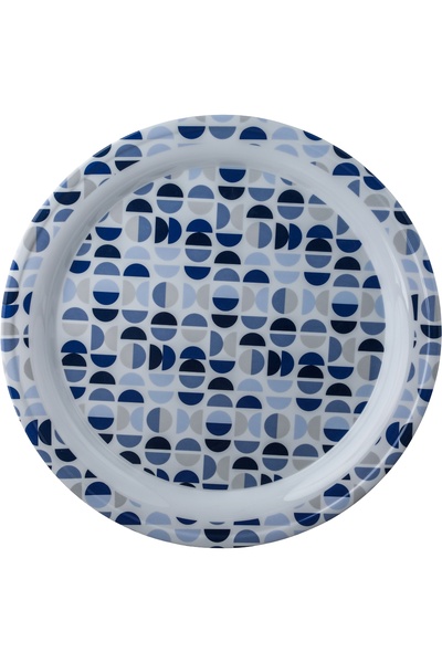 Alsaif Gallery Al Saif Gallery Melamine Plate, 50x50x3 cm, Round - White Blue
