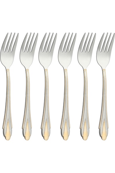 Alsaif Gallery Al Saif Gallery Stainless Steel Dessert Fork Set, 6 Pieces, En...