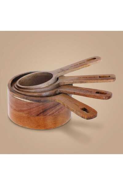 Alsaif Gallery Al Saif Gallery Wooden Measuring Cups Set, 60/80/125/250 ml, 4...