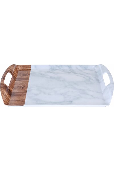 Alsaif Gallery Al Saif Gallery Melamine Serving Trays, 52 X 35 X 2.5 Cm - White