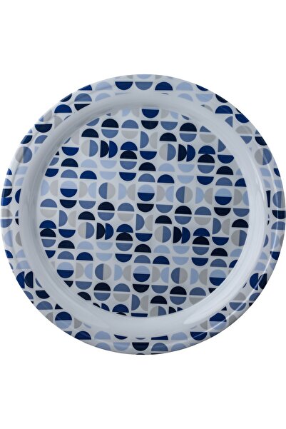 Alsaif Gallery Al Saif Gallery Melamine Plate, 40x40x3 cm, Round - White Blue