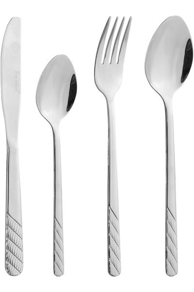 Alsaif Gallery Al Saif Gallery Stainless Steel Cutlery Set, 24 Pieces - Silver