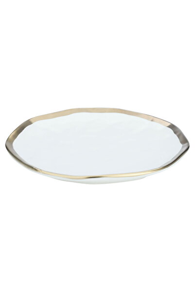 Alsaif Gallery Al Saif Gallery porcelain plate, 18x18x2.5 cm, round, with gol...