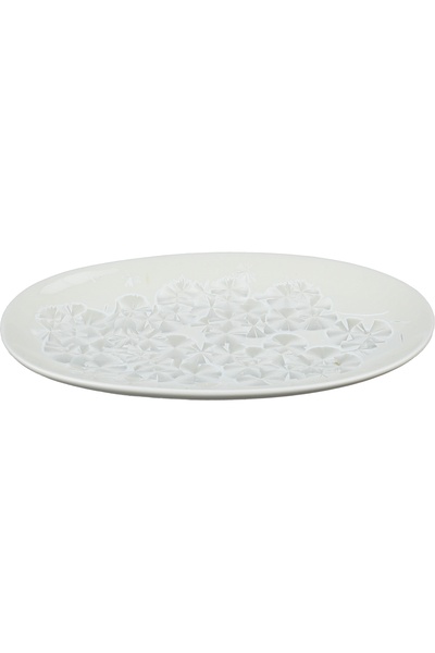 Alsaif Gallery Al Saif Gallery Porcelain Plate, 22x13x2.7 cm, Oval - White