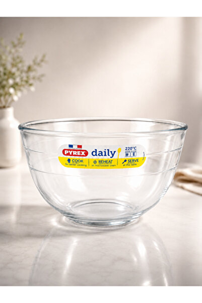 Pyrex Daily Clear Glass Mixing Bowl – Heat-Resistant Oven Glass Up to 220°C, ...