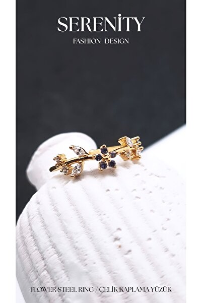 Serenity Steel Plated Ring with Tree Branch Figure