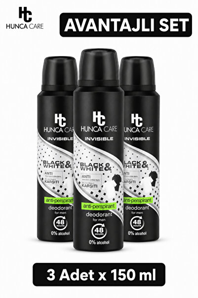 Hunca Care Invisible Anti Perspirant Erkek Deodorant 150 ml 3 Adet