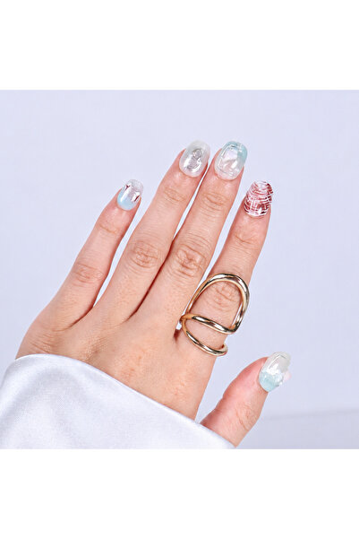Takma Takma Takma Tırnak Nail Art Mavi Kısa Yuvarlak M Beden 15'li El Yapımı ...