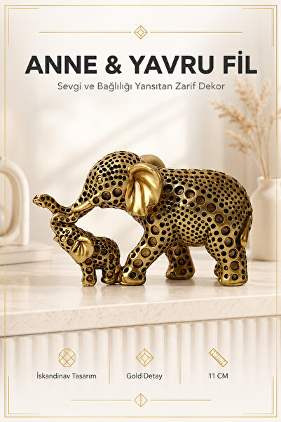 e-life shop Anne Yavru Fil Biblo 11 cm İskandinav Dekoratif Obje Ev Ofisi Mas...