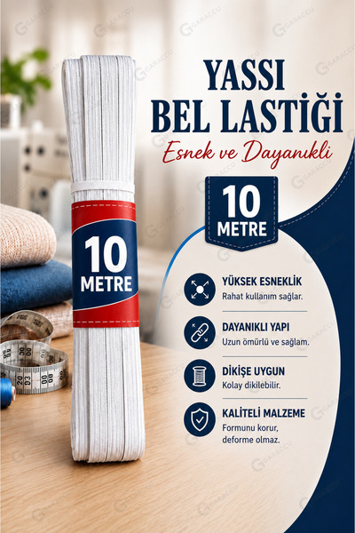 garaccu 10 Metre Beyaz Yassı Bel Paça Lastiği