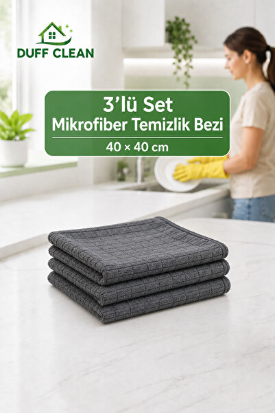 DUFF CLEAN (3 komada) Kuhinjska krpa od mikrovlakana, siva boja, 40*40 cm