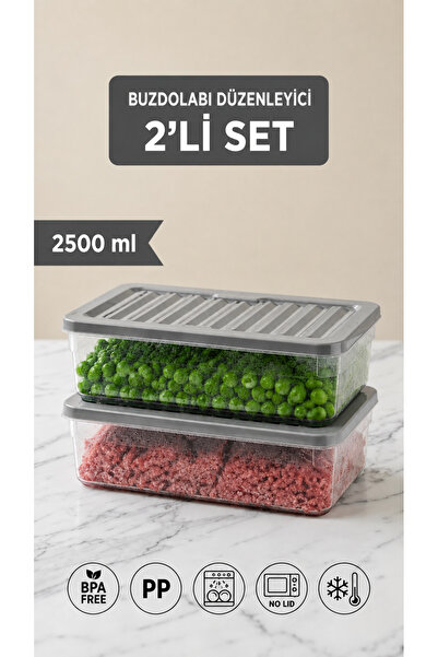 Nesto Home 2'li Set Derin 2500 ml Buzdolabı Düzenleyici Buzluk Ve Mikrodalga ...