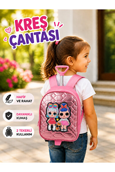 Bagacar Lol ve Kedi Pembe Tekerlekli Çocuk Sırt Çantası