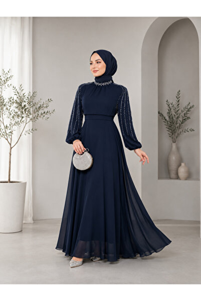 BestShopping Kolları Taşlı Tesettür Abiye Elbise