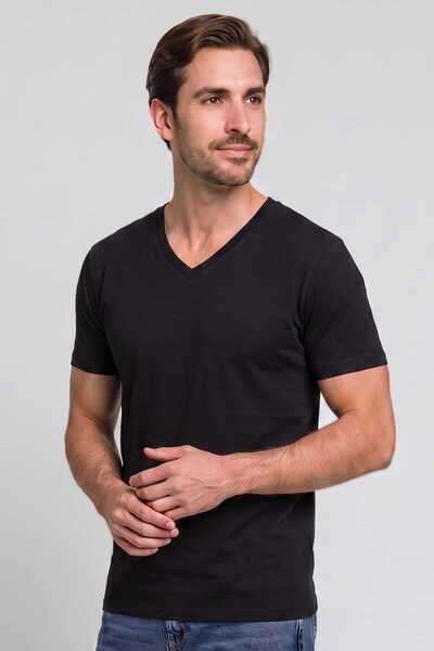 RELAXIA T-Shirt Men's V-Neck Combed Cotton