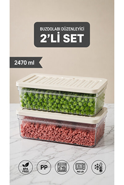 Nesto Home 2'Lİ Set Derin 2470 ml Buzdolabı Düzenleyici Buzluk Ve Mikrodalga ...