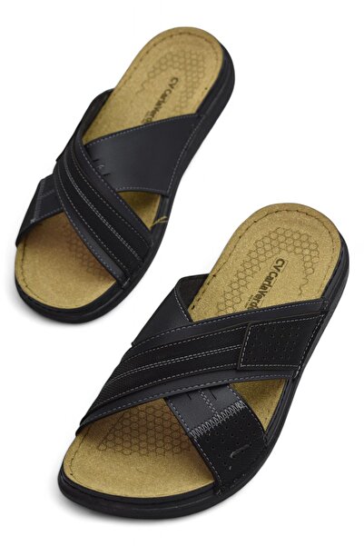 ISPARTALILAR 171202 Orthopedic Sole Men's Slippers Men's Velcro Slippers Sandals