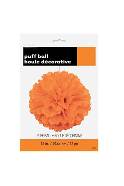 partidolu Halloween Turuncu Renk Pelur Kağıt Ponpon Çiçek 40,64 cm Asma Süs 1...