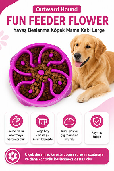 Outward Hound Fun Feeder Flower Yavaş Beslenme Köpek Mama Kabı Large