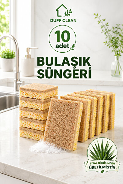 DUFF CLEAN 10 Pieces Fiber Flat Dish Sponge – Durable Pinterest Kitchen Clean...