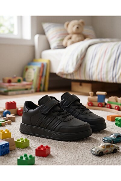 Tonny Black Children's Unisex Black Comfortable Fit Flat Light Sole Sneaker