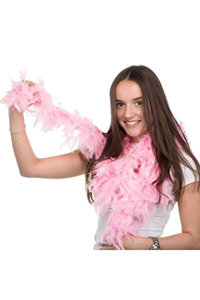 partidolu Pembe Renk 6 cm Kalın Otriş Boa Tüy 2 Metre hawai retro