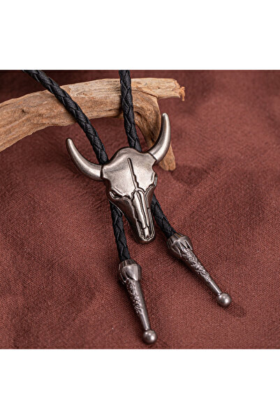Choice Silver 1Pcs Men's Long Necklace Pendant Bullhead Western Cowboy Elemen...