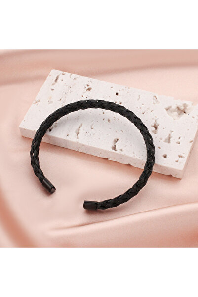 choice2 Black 1Pcs Titanium Steel Woven Bangle Trendy And Minimalist Style St...