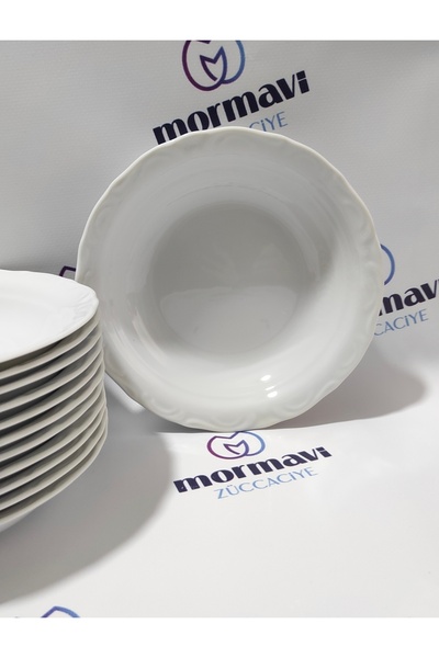 Porland PORSELEN ANADOLU BEYAZI 12 ADET 20 CM (BÜYÜK) ÇUKUR YEMEK TABAK