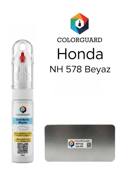 COLORGUARD Honda NH 578 Beyaz İğneli ve Fırçalı Özel Tasarım Şişe Rötuş Boyas...