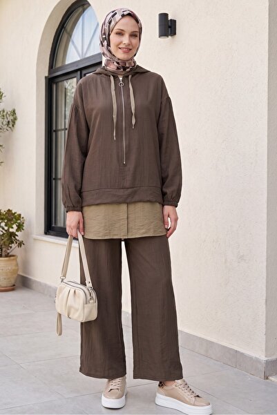 Modamorfo Half-Zip Hooded Strawberry Set with Elastic Sleeves and Wide-Legged...