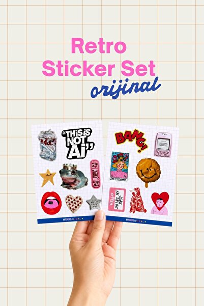 ArtDropsco Renkli Sticker Seti, Retro ve Eğlenceli Laptop, Defter, Telefon Et...