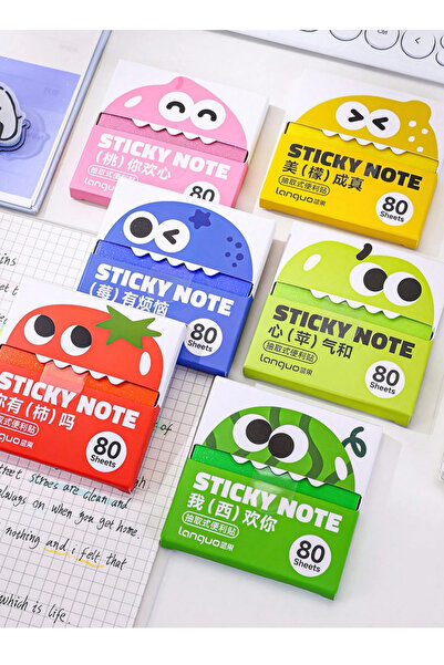 NaSaDAN Canavar Figürlü Yapışkanlı Postit Simli Not Kağıdı 80 Yaprak – Viral Postit Sevimli Sticky Note Okul Ofis Notluğu – (Rastgele 1 Renk)