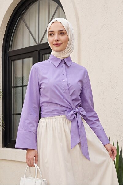 Modamorfo Side Tie Spanish Cufflink Shirt -Lilac