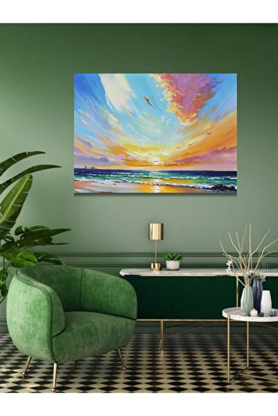 Home in Joy Manzara Tablosu El Yapımı Yağlı Boya Gün Batımı 95x70cm